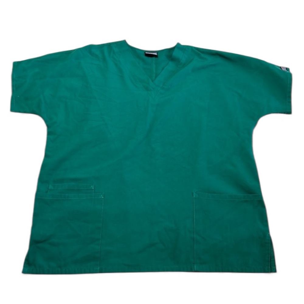 Authentic Cherokee Workwear V-Neck Hunter Green Scrub Top (No Size:Measurements)